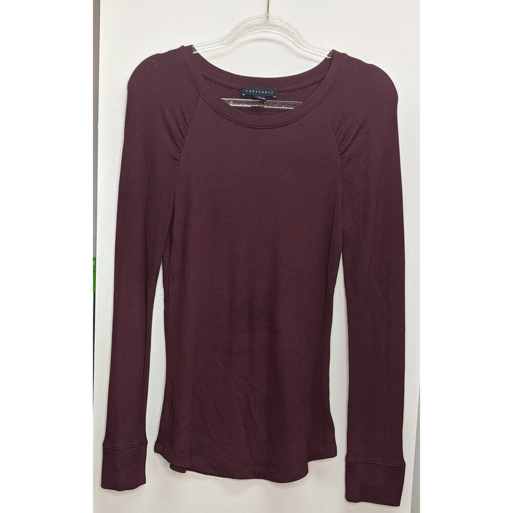 Sanctuary Modal Long Sleeve Waffle Knit Top size L